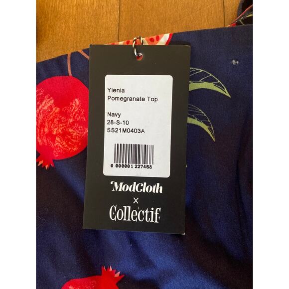 NWT ModCloth x Collectif Peace, Love, and Pomegranates Navy Blue Tank Top size 6 - Picture 11 of 12